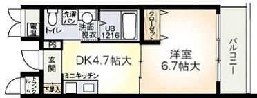 タカマツレジデンス柴原(1DK/2階)の間取り写真