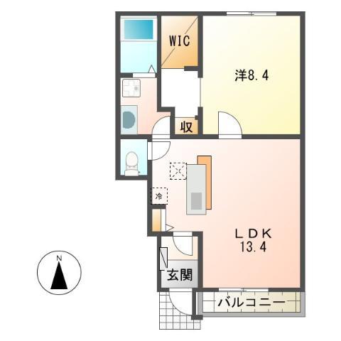 ベルメゾン 弐番館(1LDK/1階)の間取り写真
