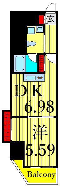 レジディア入谷(1DK/2階)の間取り写真
