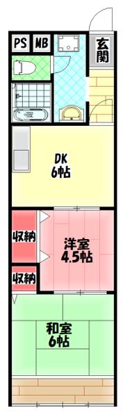 アサヒマンション(2DK/2階)の間取り写真