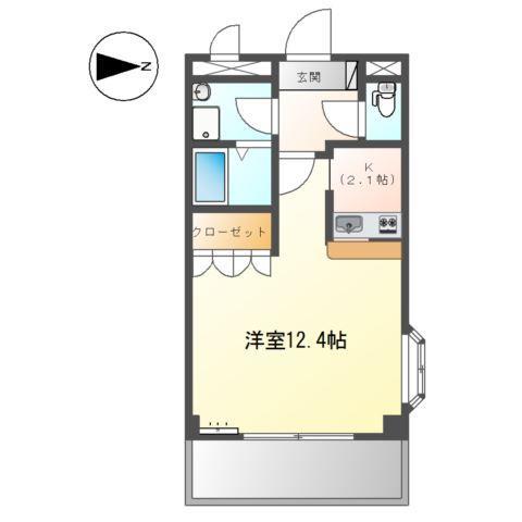グランディールJ(1K/2階)の間取り写真