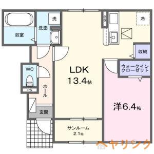 リザイア 八瀬の木(1LDK/1階)の間取り写真