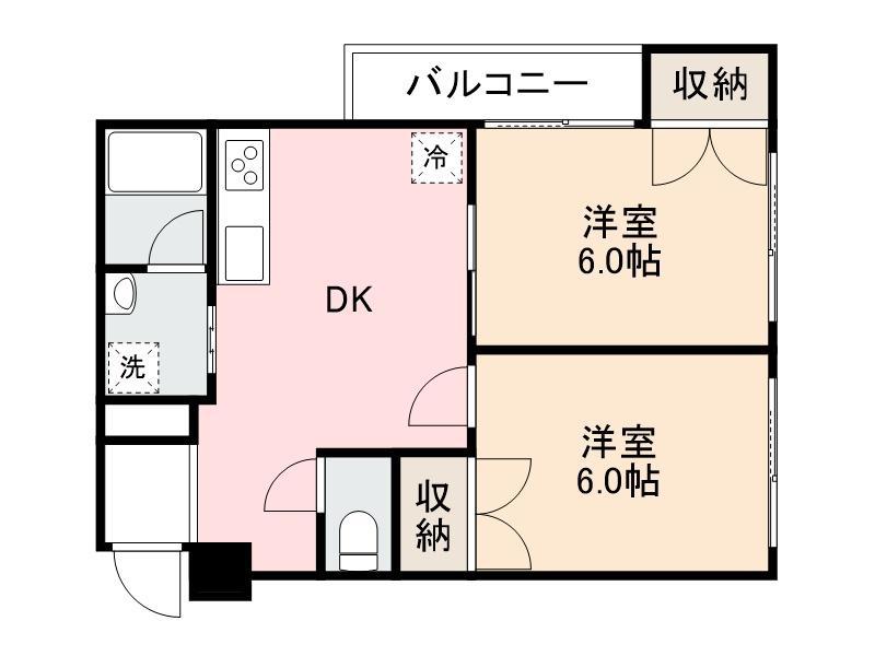 BASE津田(2DK/4階)の間取り写真