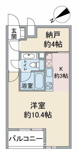 ユニーブル島津山(ワンルーム/4階)の間取り写真