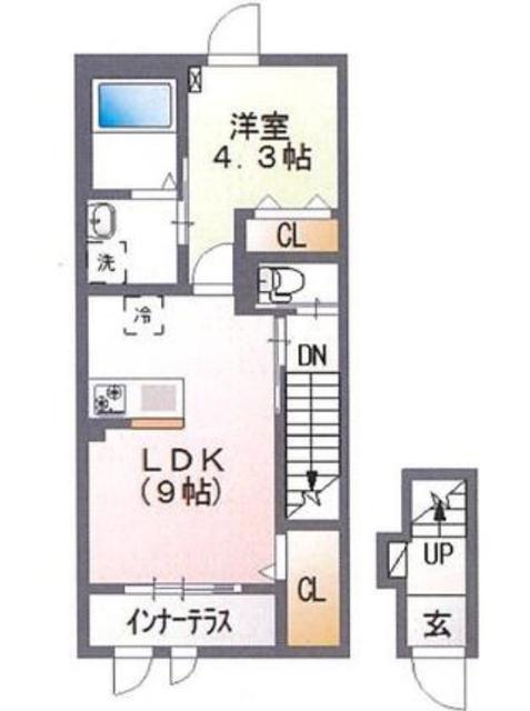 グランドゥール東綾瀬 201(1LDK/2階)の間取り写真