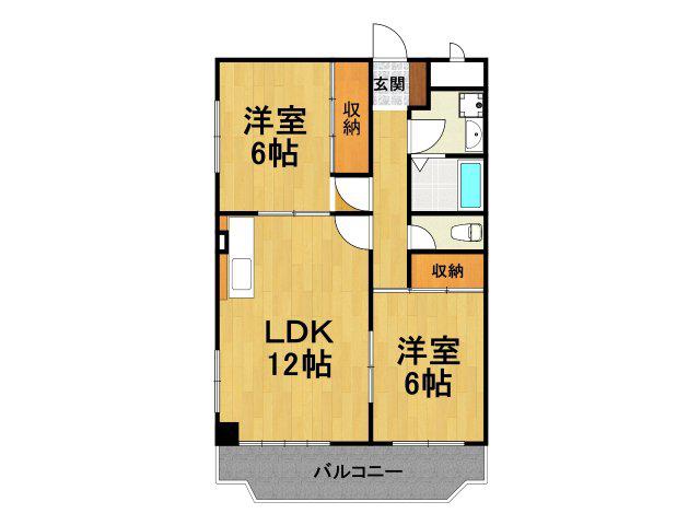 メルヴェール昆陽(2LDK/4階)の間取り写真