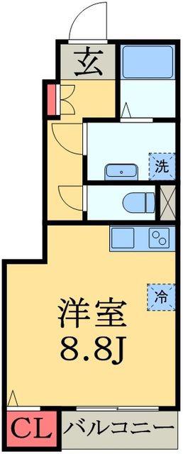 ユーカリが丘 富士(ワンルーム/1階)の間取り写真