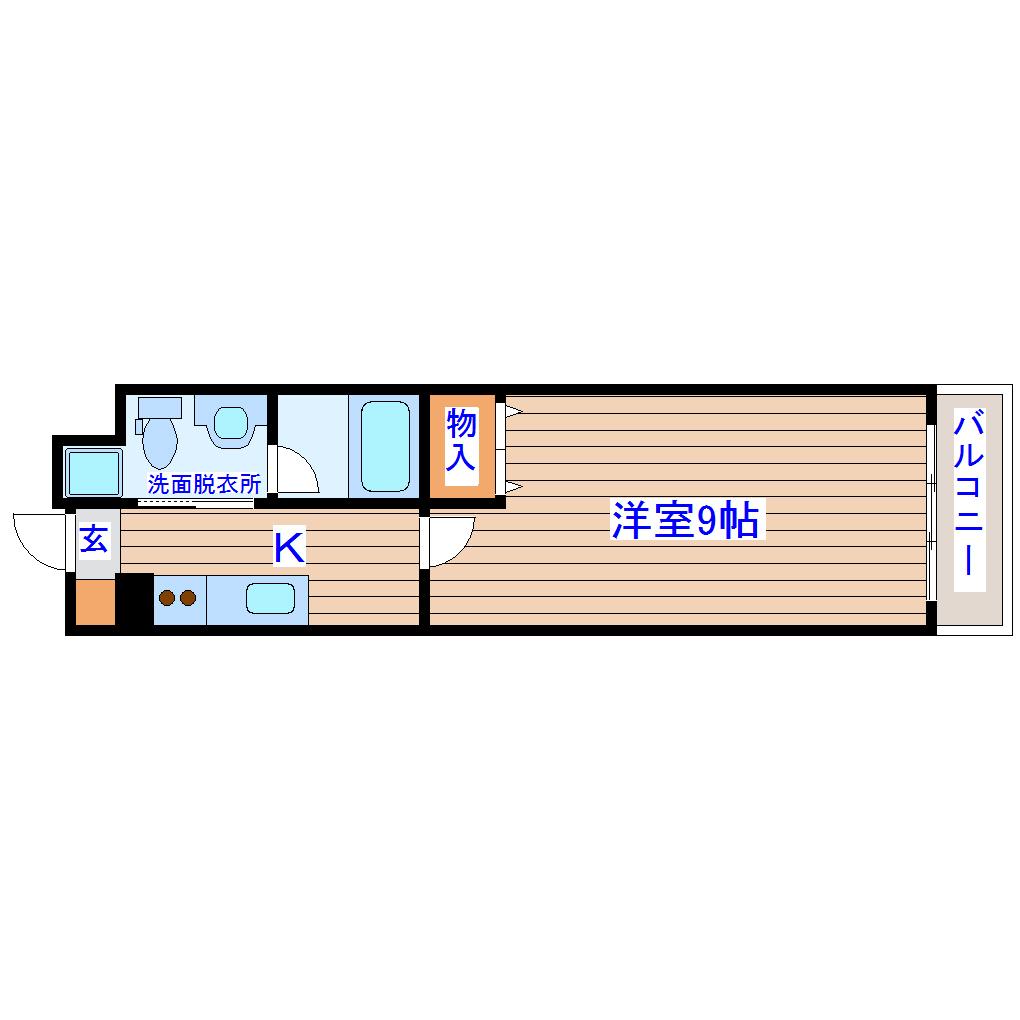 ヴィラマール河原町(1K/3階)の間取り写真