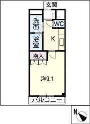 シャルマンカトレア(1K/2階)の間取り写真