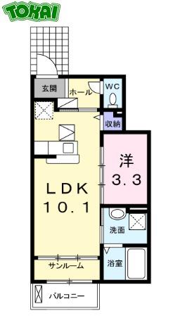 ベルシエロ B(1LDK/1階)の間取り写真