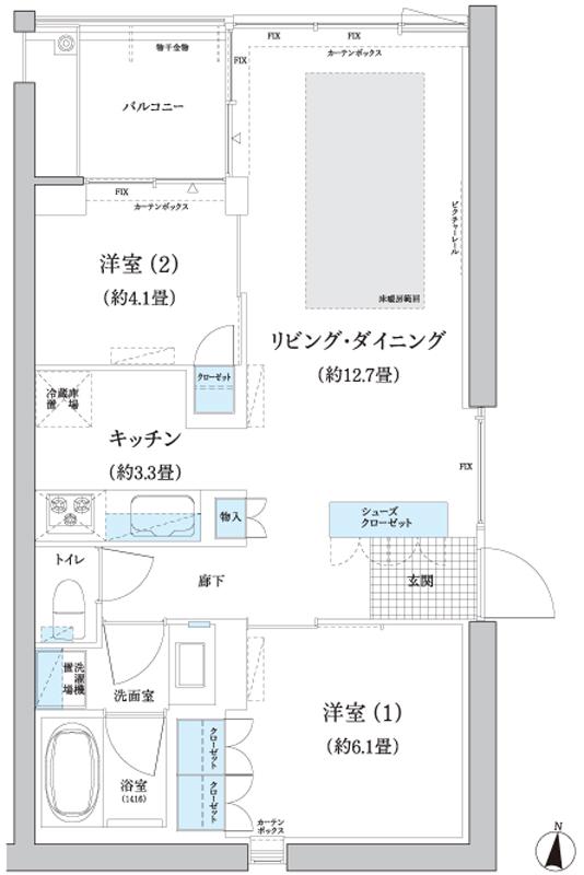 ガーデニエール砧 ウエスト(2LDK/5階)の間取り写真