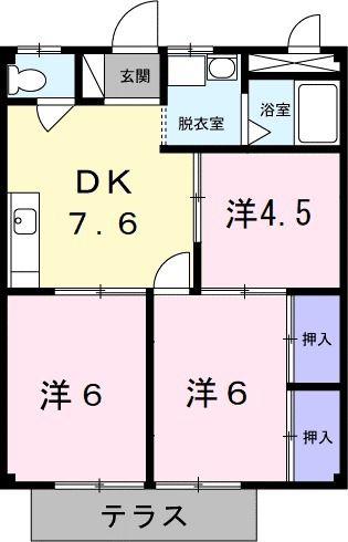 シティハイツヤマキチ(3DK/1階)の間取り写真