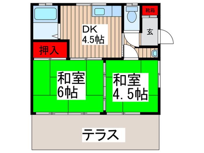 栄コーポ(2DK/1階)の間取り写真