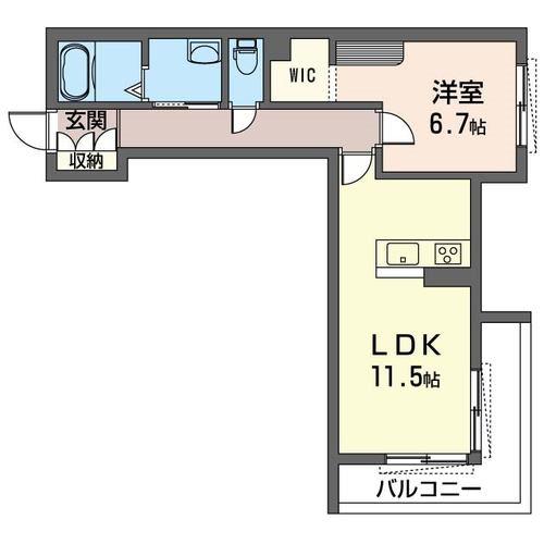 アメニティーなかにしV(1LDK/2階)の間取り写真
