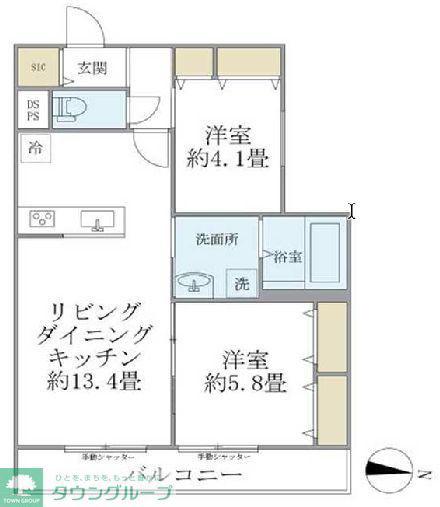 ヒル・シャンス大倉山(2LDK/2階)の間取り写真