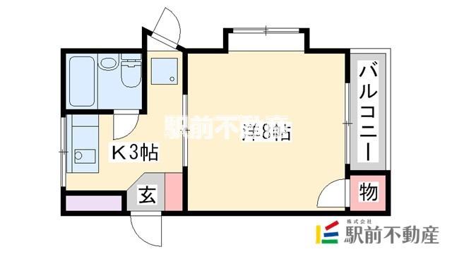 春日原コーポNO.2(1K/2階)の間取り写真