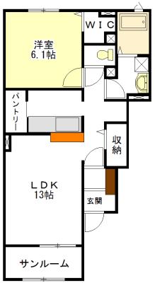 ブレッシング ビレッジ G・L(1LDK/1階)の間取り写真