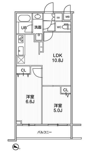 LIME RESIDENCE HIKIFUNE(2LDK/4階)の間取り写真