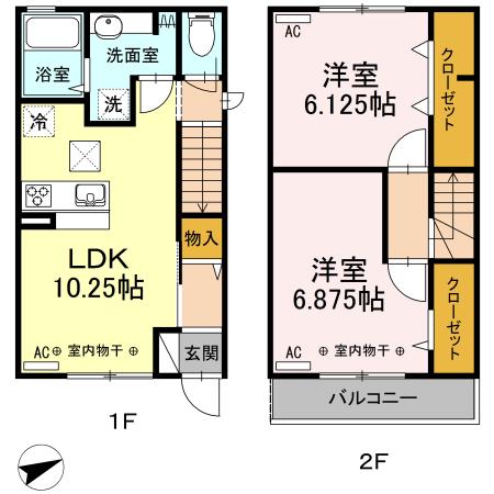 シャルムセジュール武蔵野(2LDK/1階)の間取り写真