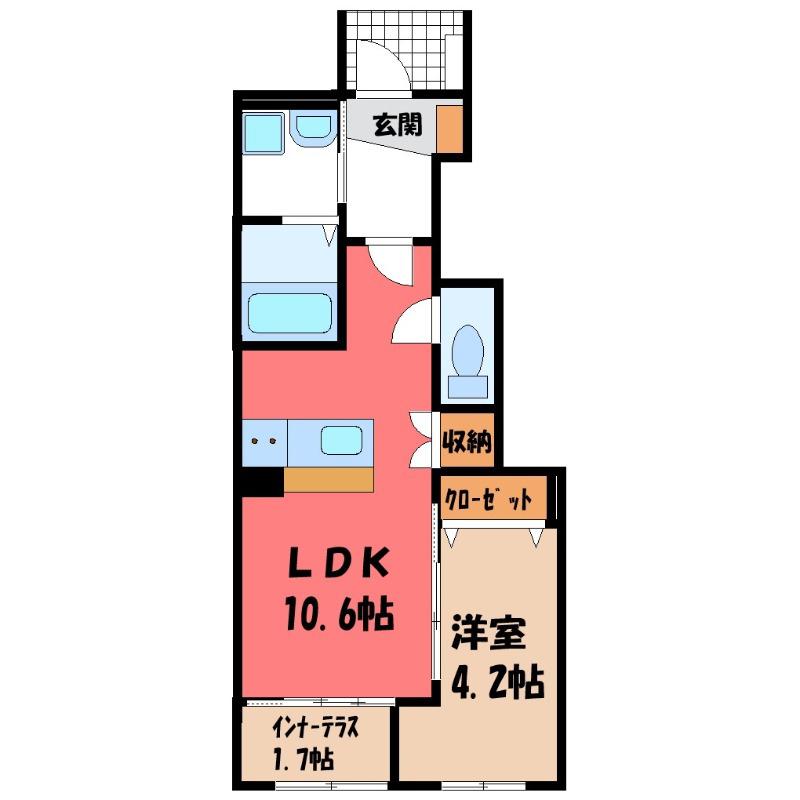 ルピナス A(1LDK/1階)の間取り写真