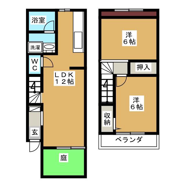 APPARTMENTサンク(2LDK/1階)の間取り写真