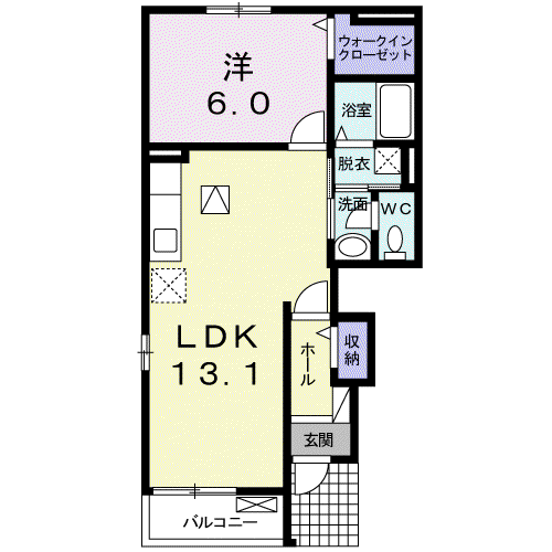 エスポワールA(1LDK/1階)の間取り写真