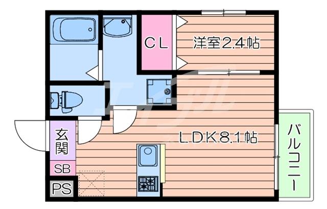 ワコーレヴィータ江坂イースト(1LDK/2階)の間取り写真