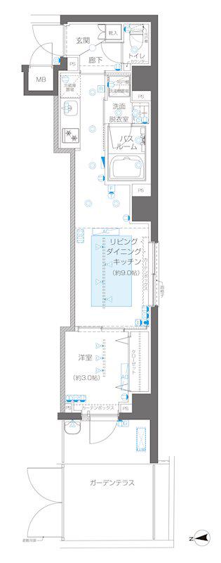 ZOOM信濃町(1LDK/1階)の間取り写真