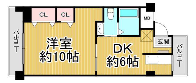 第二中村マンション(1DK/1階)の間取り写真