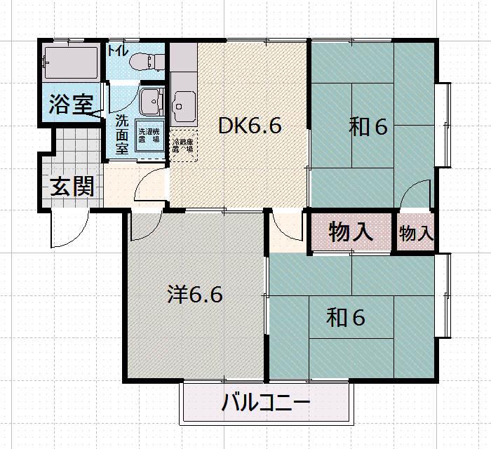 シャイン沖野上B(3DK/1階)の間取り写真