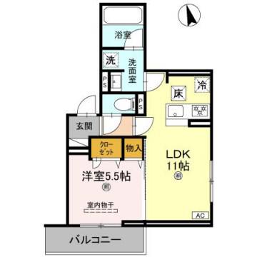 DS阿保(1LDK/2階)の間取り写真