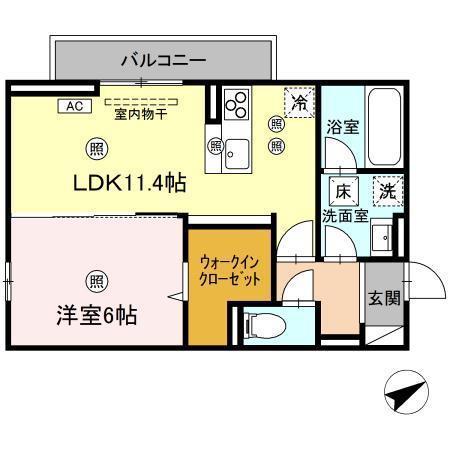 VIE ORNER東深津(1LDK/2階)の間取り写真