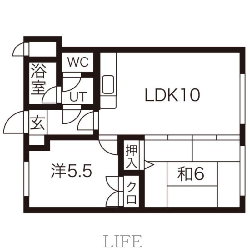 ロイヤルレインボー平岸A棟(2LDK/2階)の間取り写真