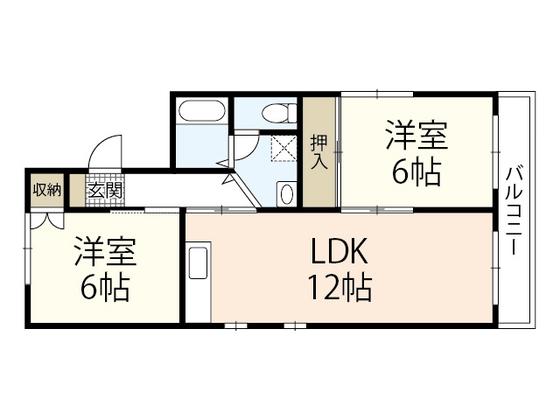 セジュール庚午A棟(2LDK/2階)の間取り写真