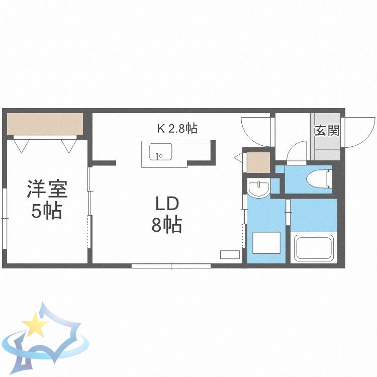 ブランシャール円山医大前(1LDK/3階)の間取り写真
