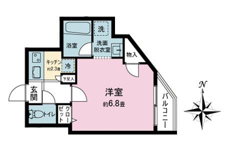 SOLEIL(1K/2階)の間取り写真