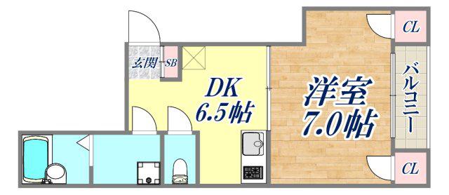 下坂部ベース02(1DK/5階)の間取り写真