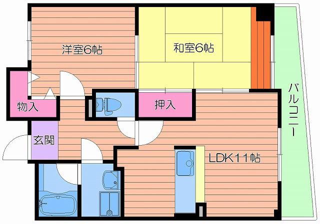 フレアコート京橋(2LDK/5階)の間取り写真