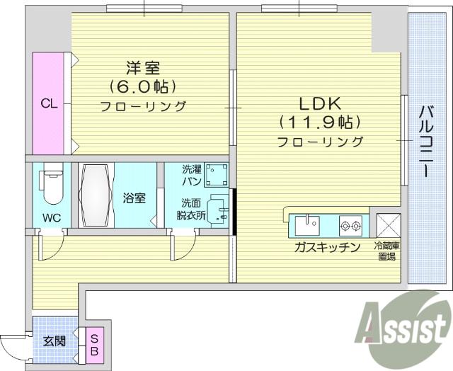 ベルレジデンス高砂(1LDK/3階)の間取り写真