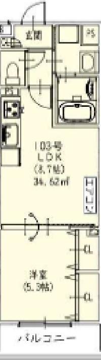ピレーネ一津屋(1LDK/1階)の間取り写真
