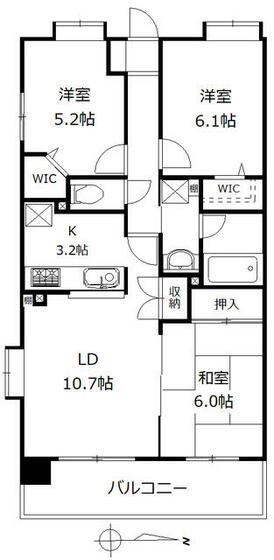 アトラスアリーナ神楽坂(3LDK/8階)の間取り写真