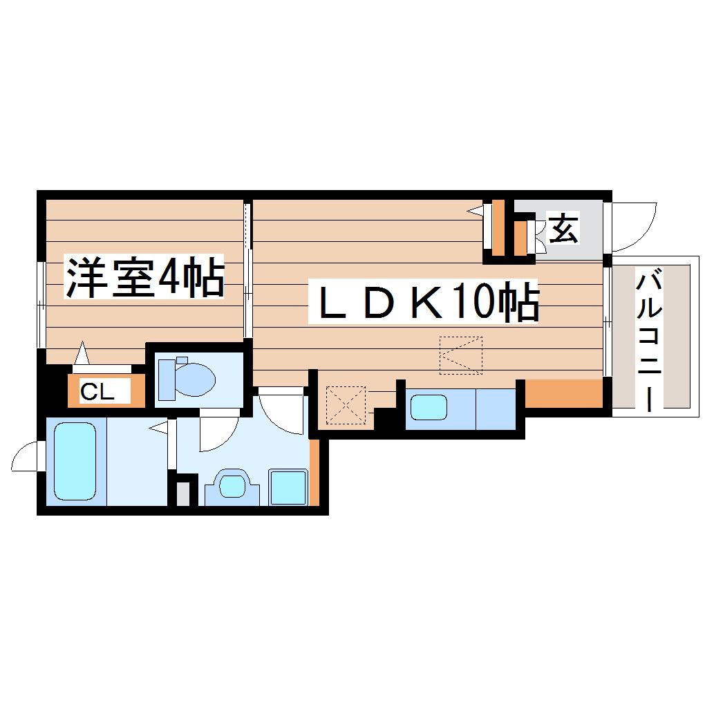 32ウエスト(1LDK/1階)の間取り写真