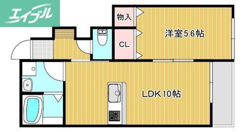 アイタウン庭瀬A棟(1LDK/1階)の間取り写真