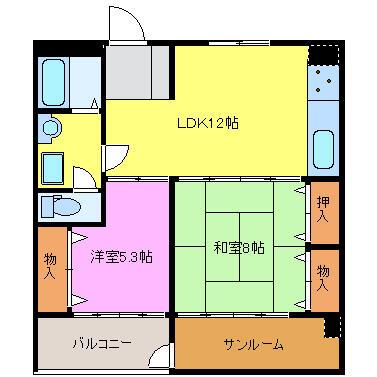 パークK(2LDK/2階)の間取り写真