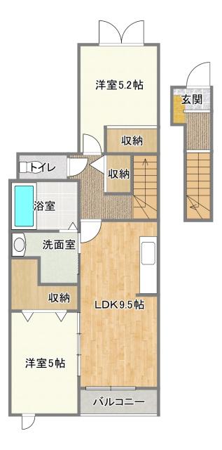 エスペランサ(2LDK/2階)の間取り写真