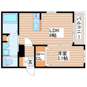 FOREAL長町グランデ(1LDK/3階)の間取り写真