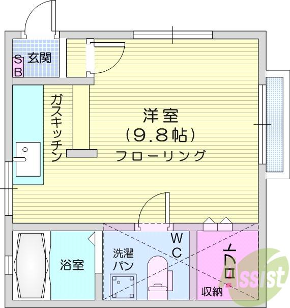 カーサカルテットA(ワンルーム/2階)の間取り写真