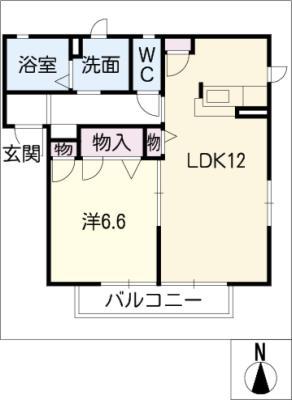 フローリオ宝B棟(1LDK/1階)の間取り写真