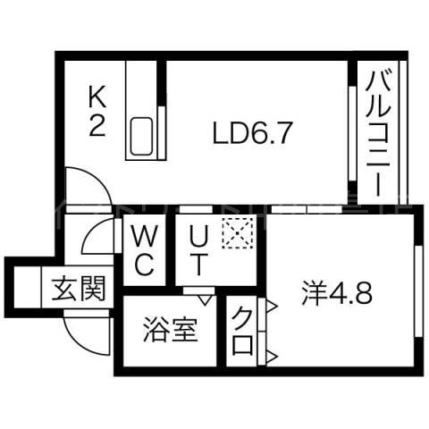 オルフィーク(1LDK/4階)の間取り写真