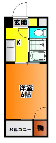 マンションデウミⅡ(1K/3階)の間取り写真